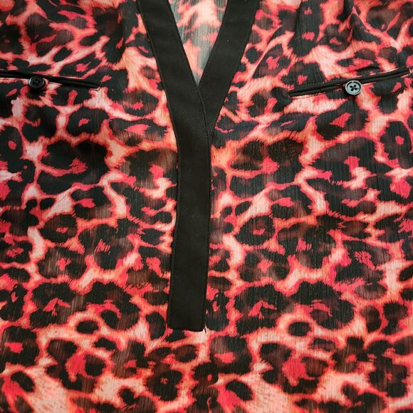 Kut From The Kloth Small Sheer Pink Animal Print Blouse - Picture 3 of 8